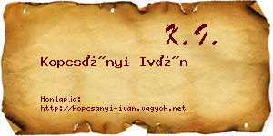 Kopcsányi Iván névjegykártya